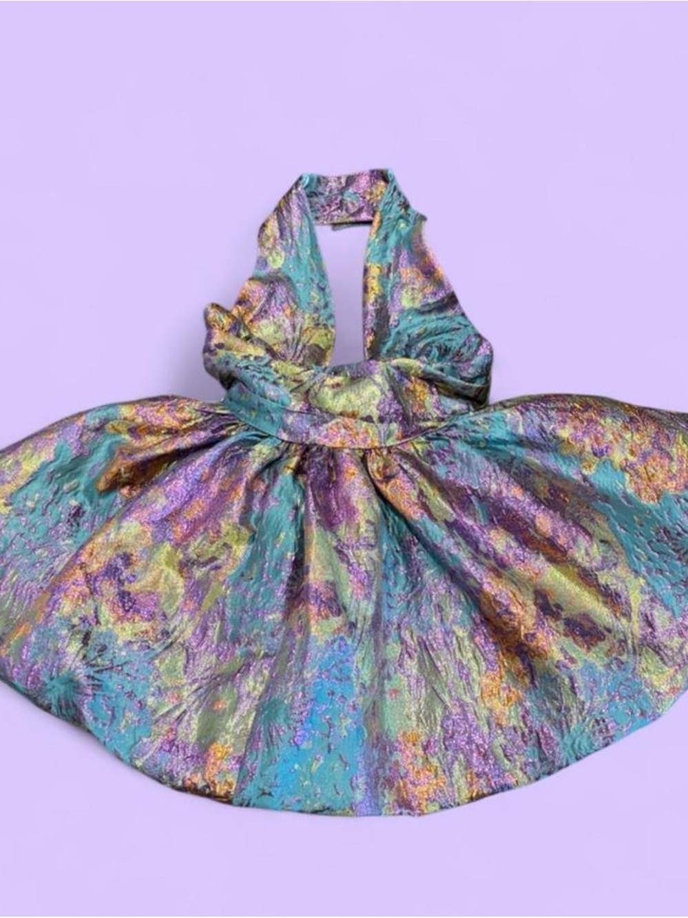 AKIRA halter brocade dress with gold zipper SZ Large